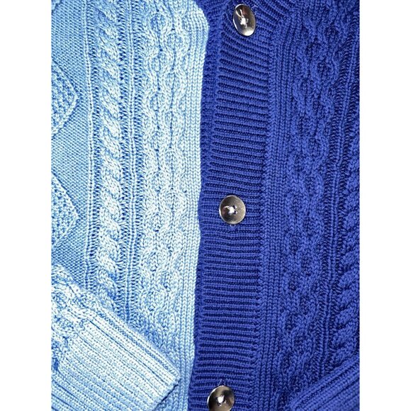 INC Dylan Cardigan Sweater Blue Colorblock Men's Size XL Fisherman Knit Cotton - Picture 5 of 10